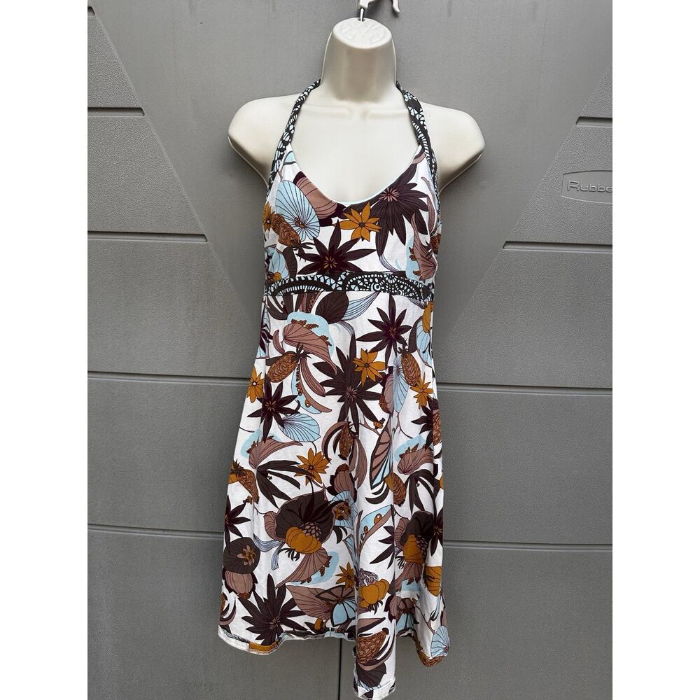 Patagonia Iliana Halter Dress Athletic Beach Resort Floral shelf bra Sz M - Picture 2 of 10